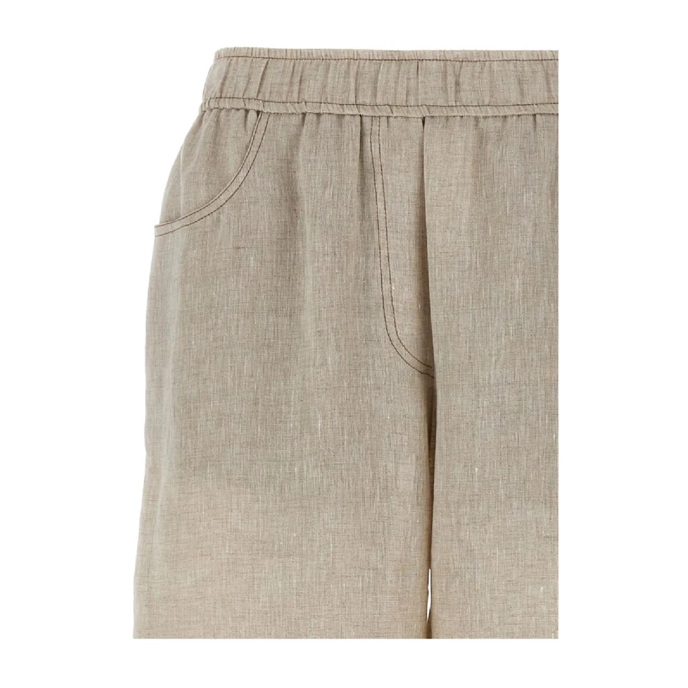 BRUNELLO CUCINELLI Juta Linnen Broek Beige Dames