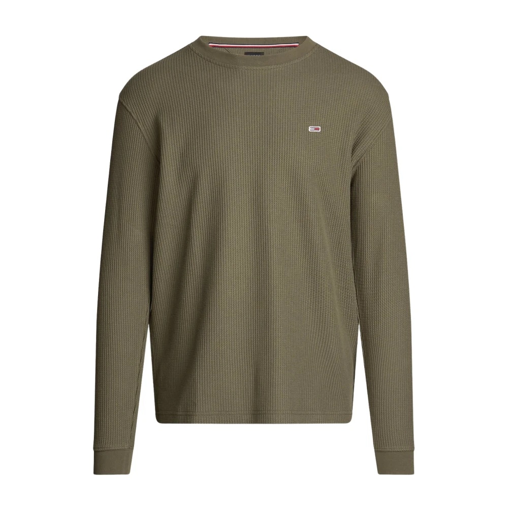 Tommy Jeans Groene Alveolaire Katoenen Longsleeve T-shirt Green Heren