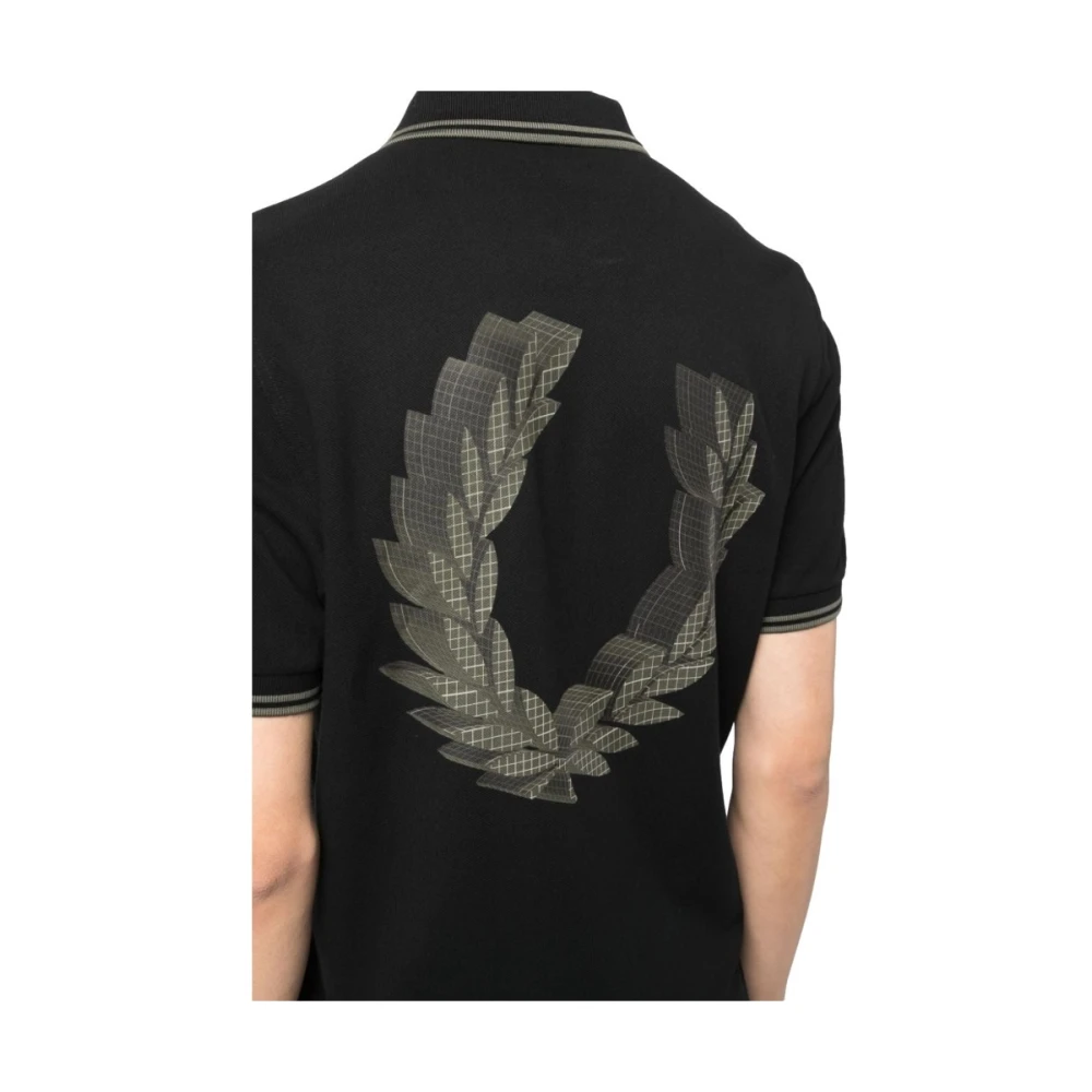 Fred Perry Zwarte 3D Grafische Laurel Polo Shirt Black Heren