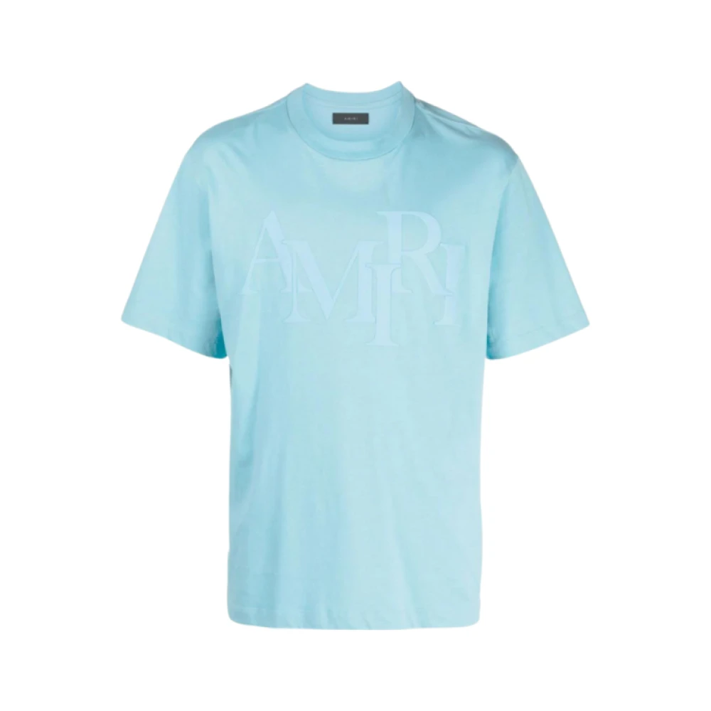 Amiri Lichtblauw T-shirt met reliëf logo Blue Heren