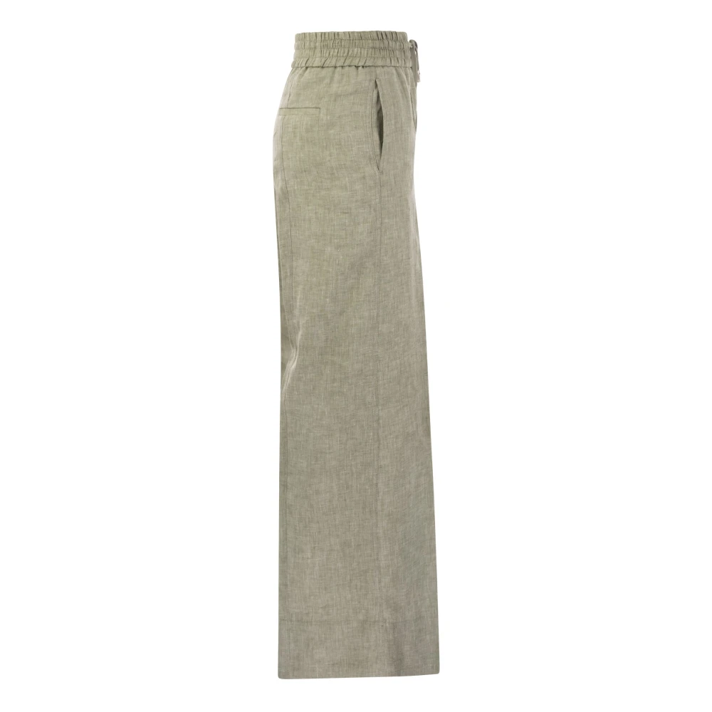 PESERICO Wide Trousers Green Dames