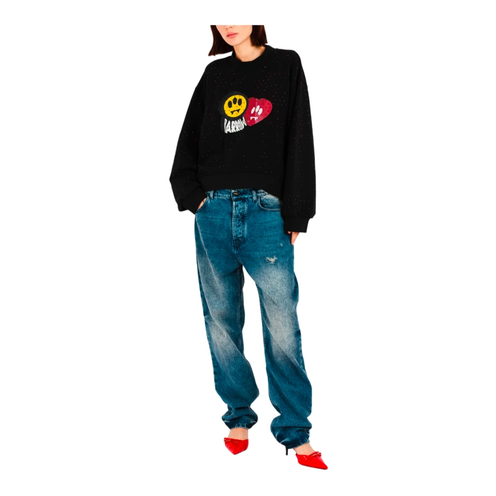 Barrow Vintage Print Sweatshirt met Strass Black Dames