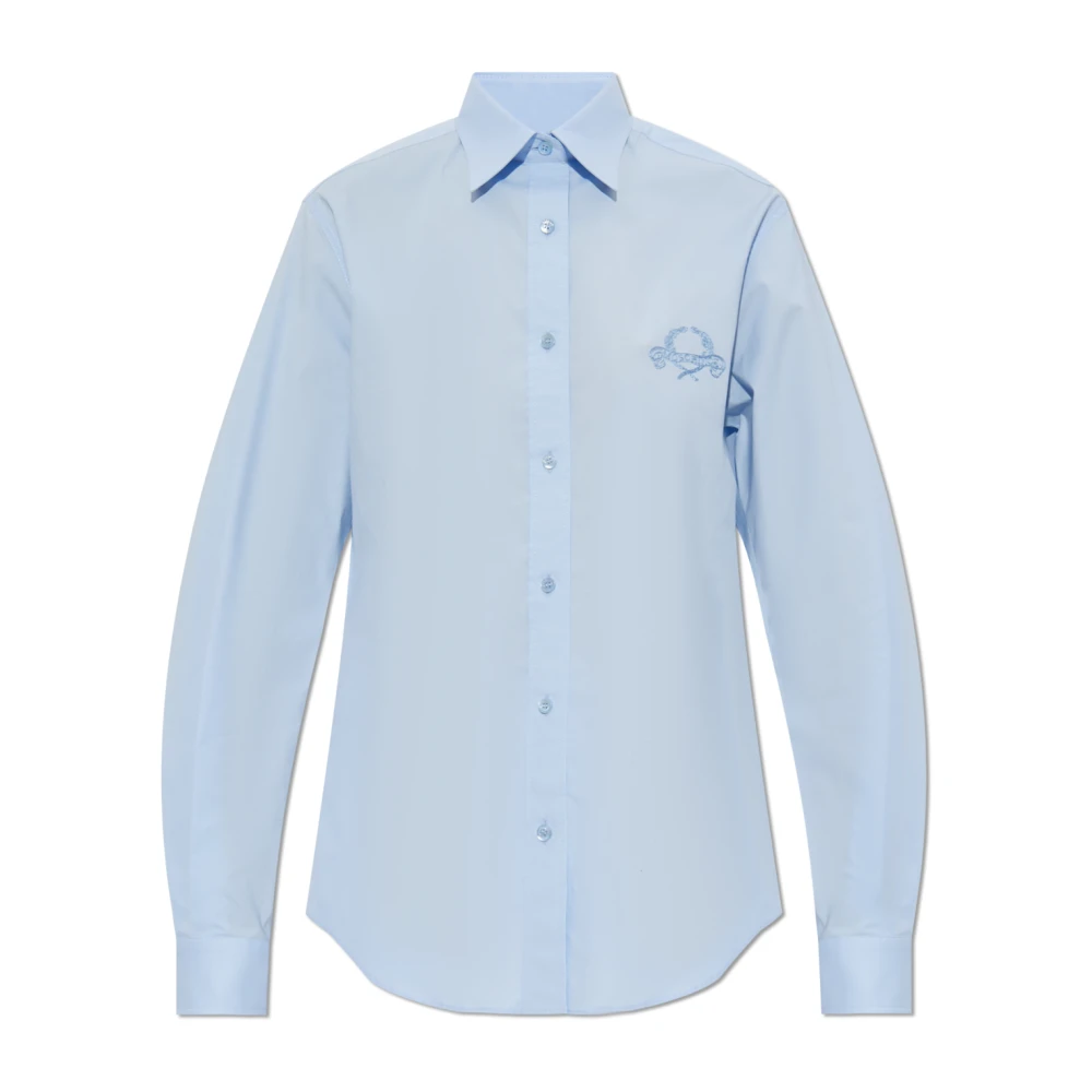 Moschino Katoenen shirt met geborduurd logo Blue Dames