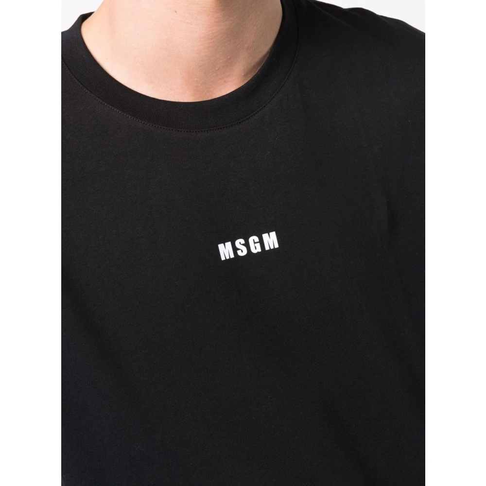 Msgm Zwart Mini Logo T-shirts en Polos Black Heren