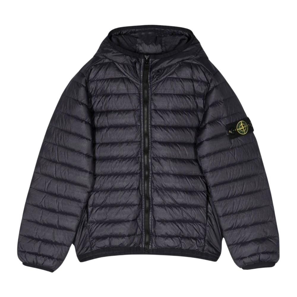 Stone Island Blå Vadderad Jacka med Huva Blue, Pojke