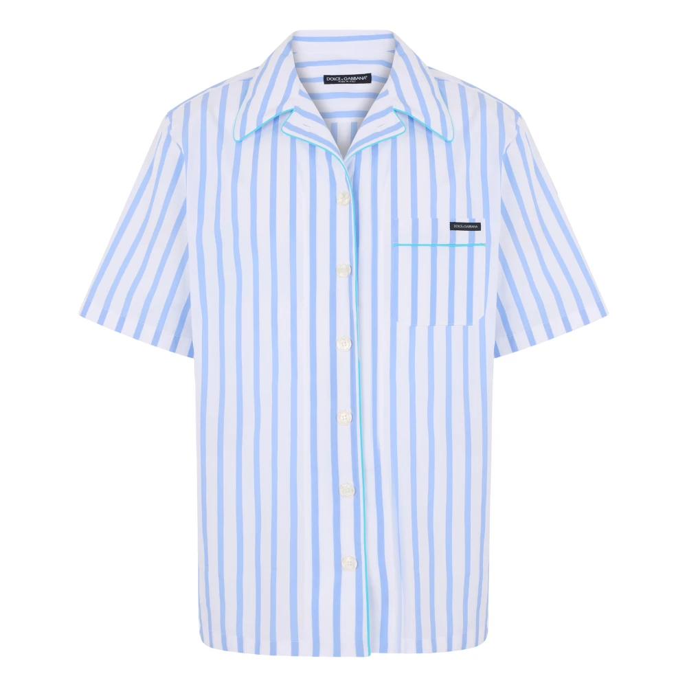 Dolce & Gabbana Women's Blue Shirts, S, Striped Poplin Shirt