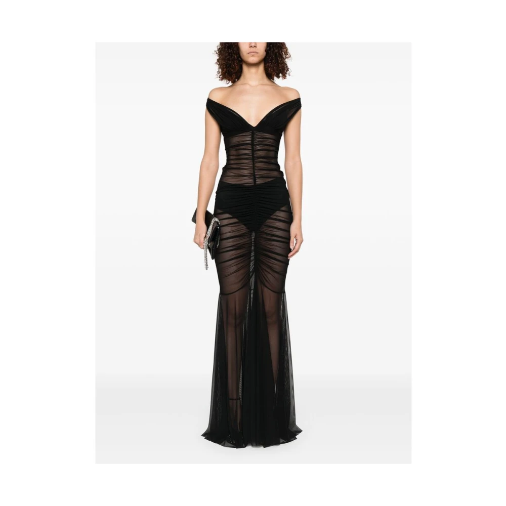 Norma Kamali Zwarte Fishtail V-hals Jurk Black Dames