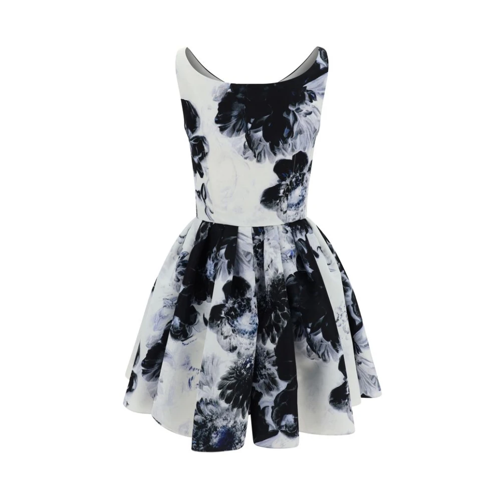 alexander mcqueen Bloemen Mini Jurk met Ruches Zoom Multicolor Dames