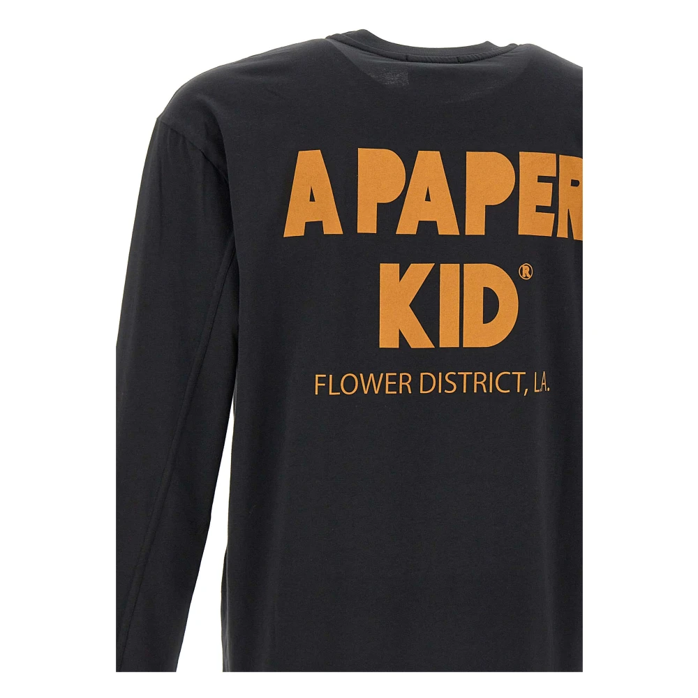 A Paper Kid Zwarte Katoenen Trui met Logoprint Black Heren