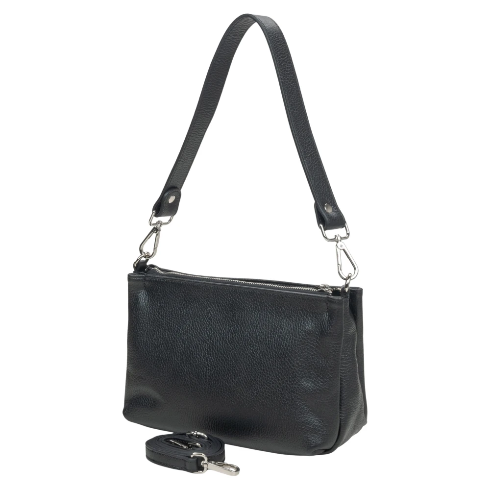 Estro Zwarte crossbodytas voor dames gemaakt van premium Italiaans leer Black Dames