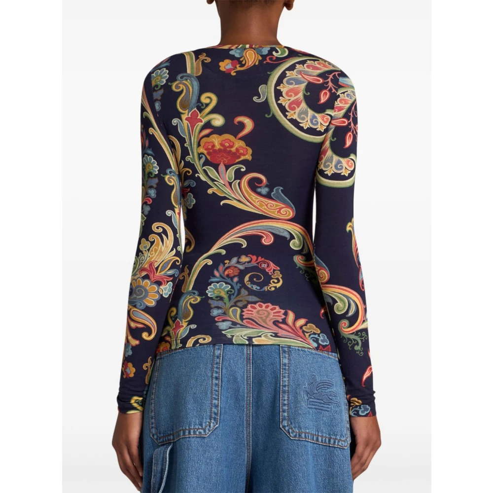 ETRO Paisley Print Crew Neck Sweater Multicolor Dames