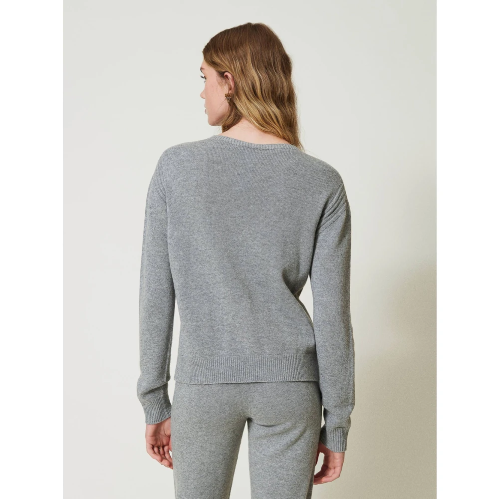 Twinset Melange Grijs Wollen Trui Gray Dames