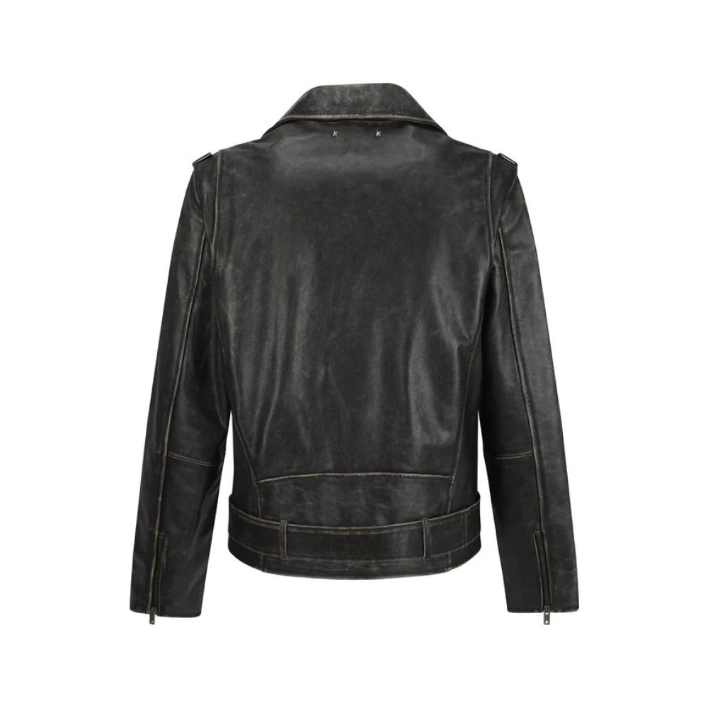 Golden Goose Vintage Biker Leren Jas Black Heren