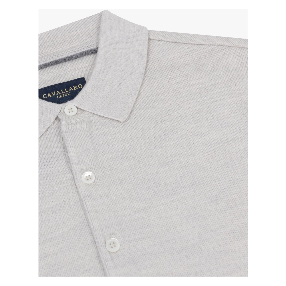 Cavallaro Merino Polo LS Creme Beige Heren