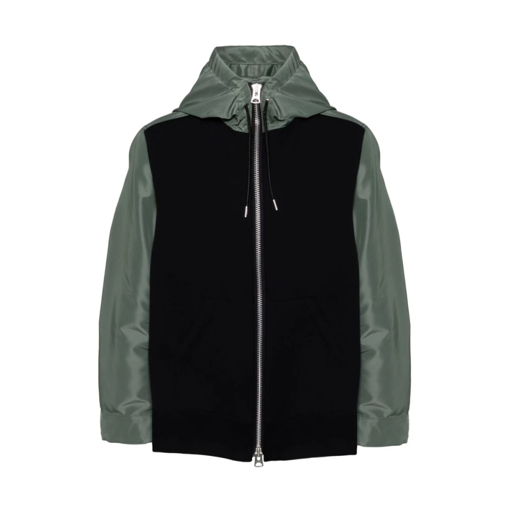 Sacai Navy Green Hooded Zip Jacket Blue Heren