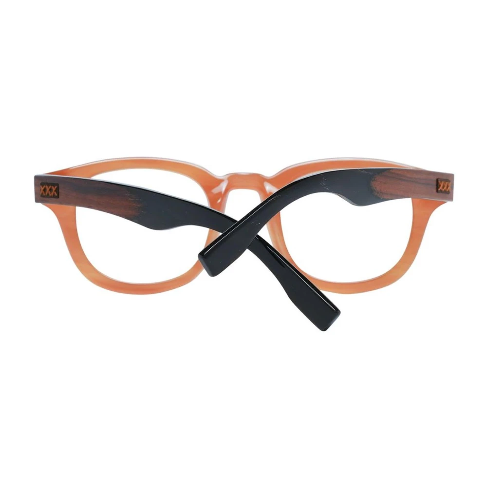Ermenegildo Zegna Bruine Ronde Optische Monturen met Veerscharnier Brown Heren