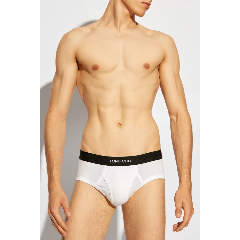 Tom Ford Twee-pack slip briefs met logo White Heren