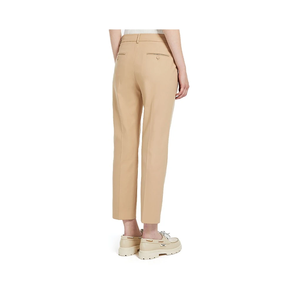 Max Mara Weekend Zandkleurige Stretch Katoenen Sigarettenbroek Beige Dames