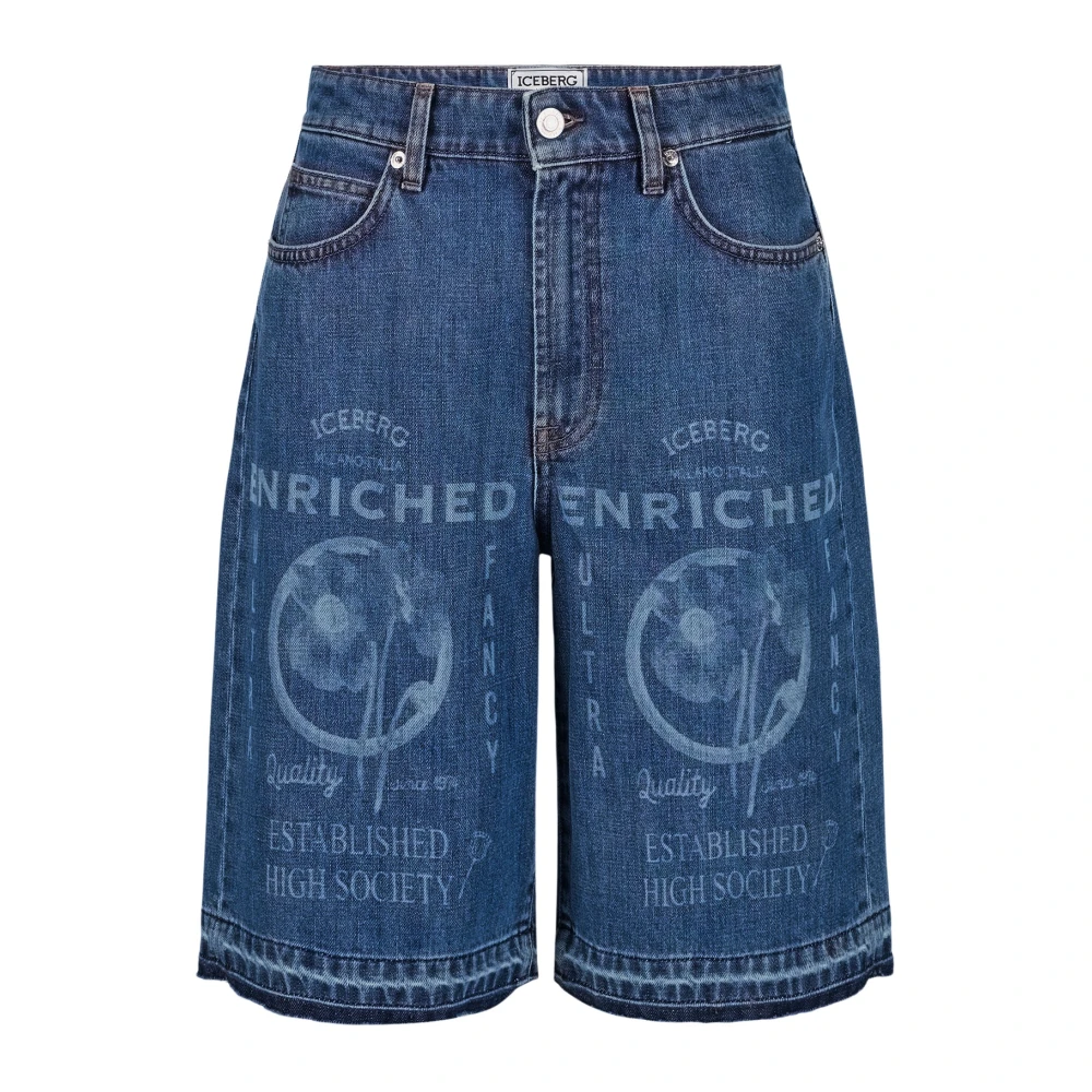 Iceberg Regular fit blauwe denim Bermuda shorts Blue Dames