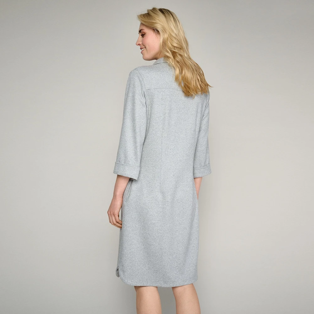 Marie Méro Grijze Velours Polo Kraag Jurk Gray Dames
