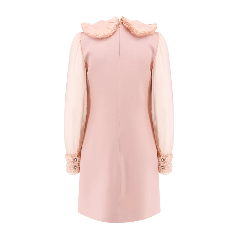 Valentino Crepe jurk met kanten details en juweel Pink Dames