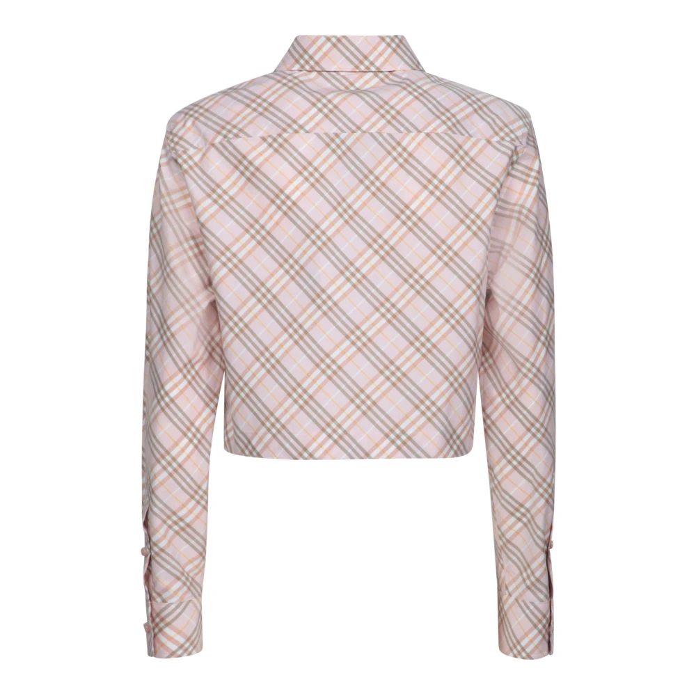 Burberry Geruite Lange Mouwen Shirt Pink Dames