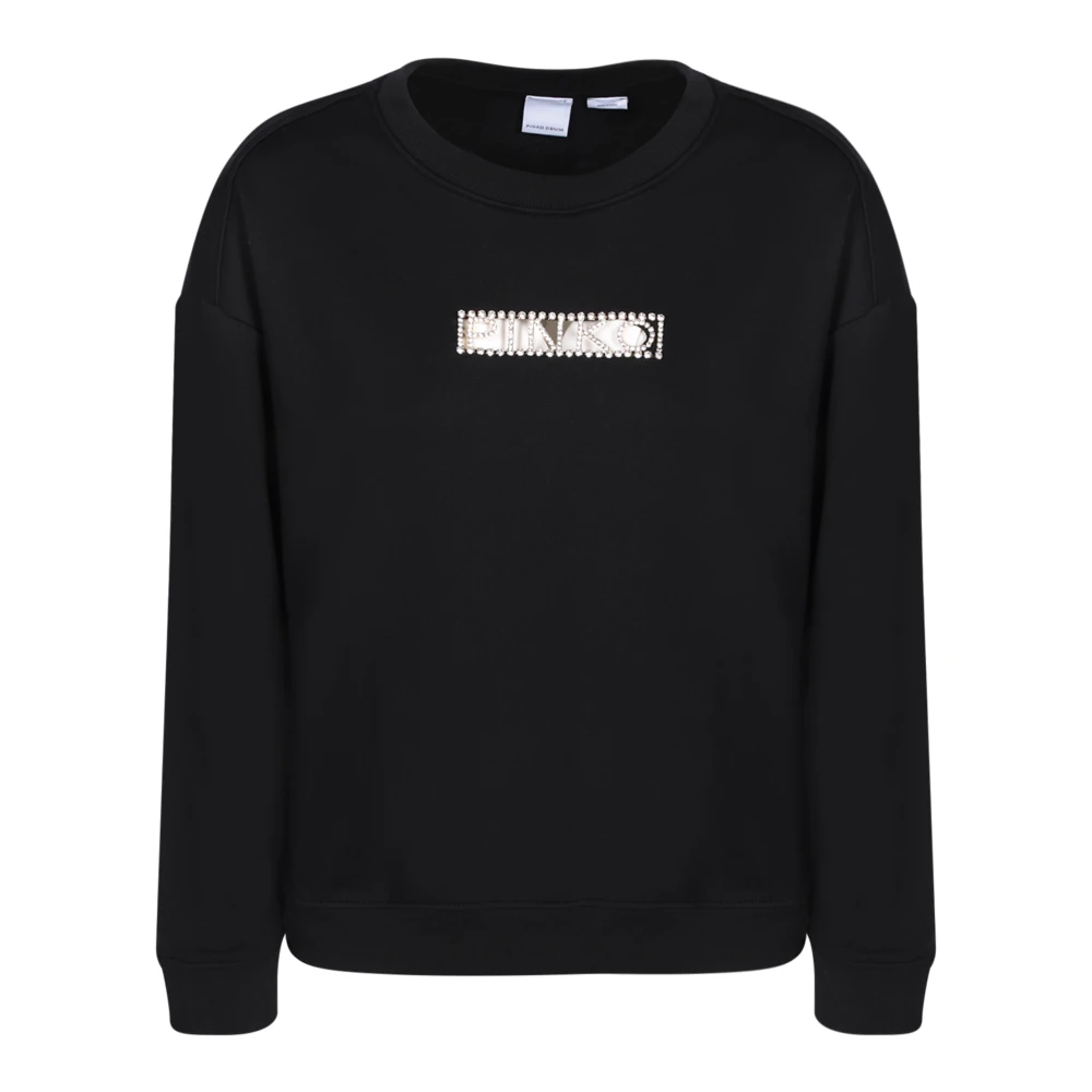 Pinko Sweatshirt met kristallen logo Black Dames