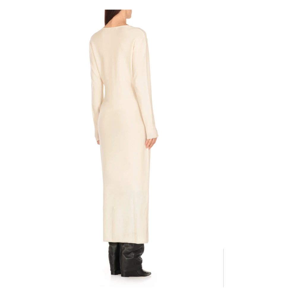 Antonelli Firenze Ivoor Kasjmier Jurk met Lurex Details Beige Dames