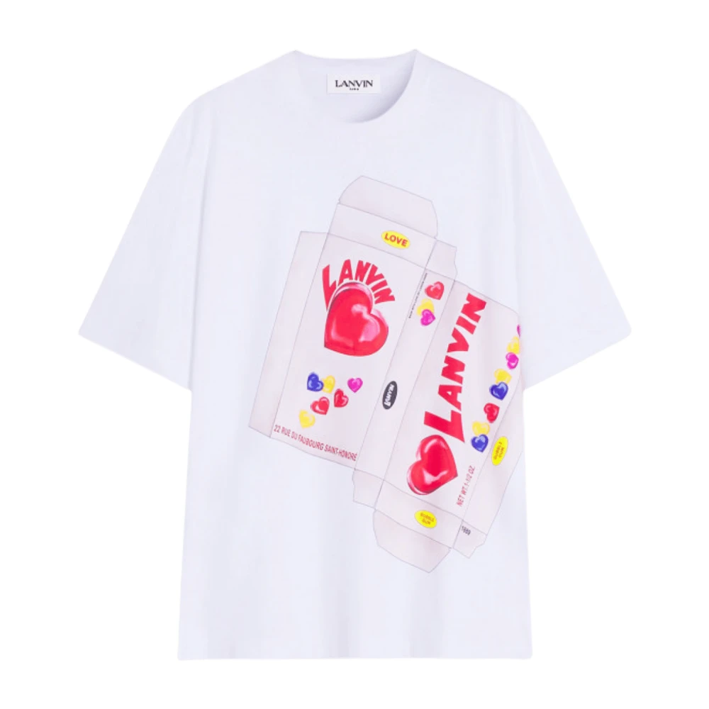 Lanvin Godis Tryck T-shirt White, Herr