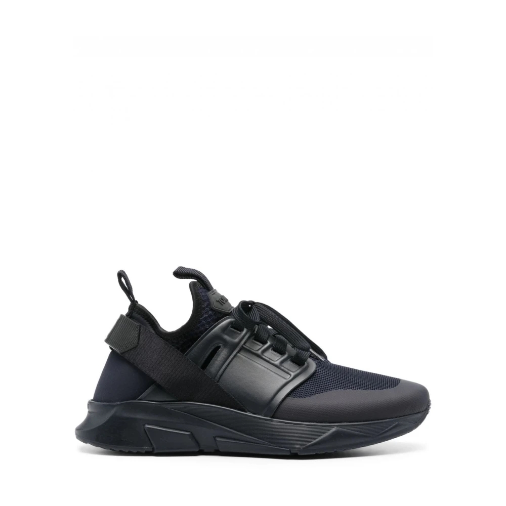 Tom Ford Jago Leather Neoprene Sneakers Blue, Herr