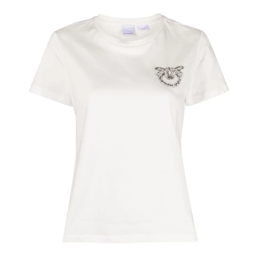 Pinko T-shirt met geborduurde Love Birds White Dames