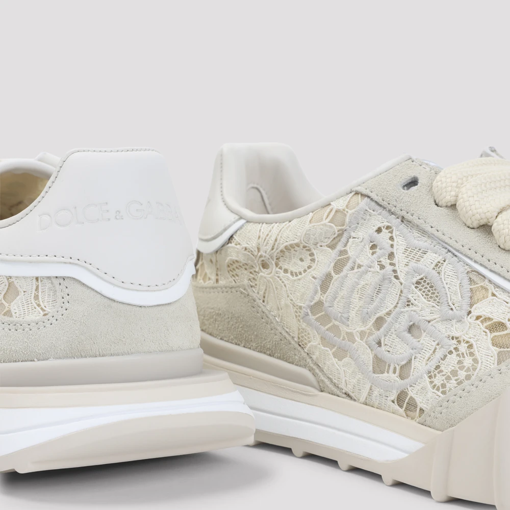 Dolce & Gabbana Lace-panelled Suede Low-Top Sneakers