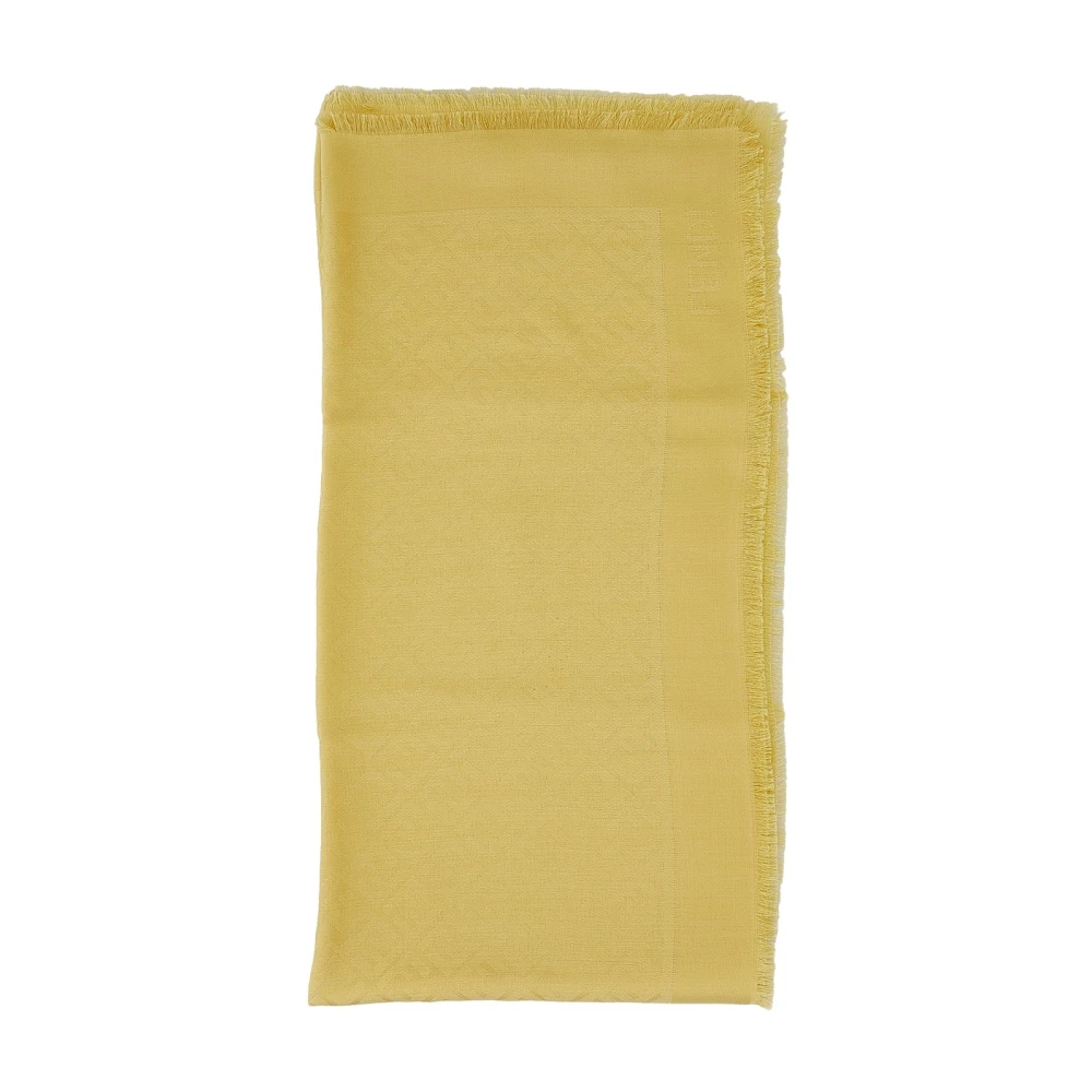 Fendi Women's Yellow Silk Scarves, One Size, Iconic Shawl