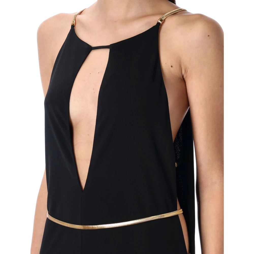 Tom Ford Zwarte Halternek Avondjurk met Gouden Ketting Black Dames