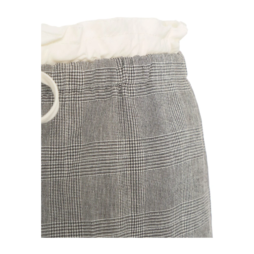 8pm Grijze Wijde Pijp Broek Glencheck Patroon Gray Dames