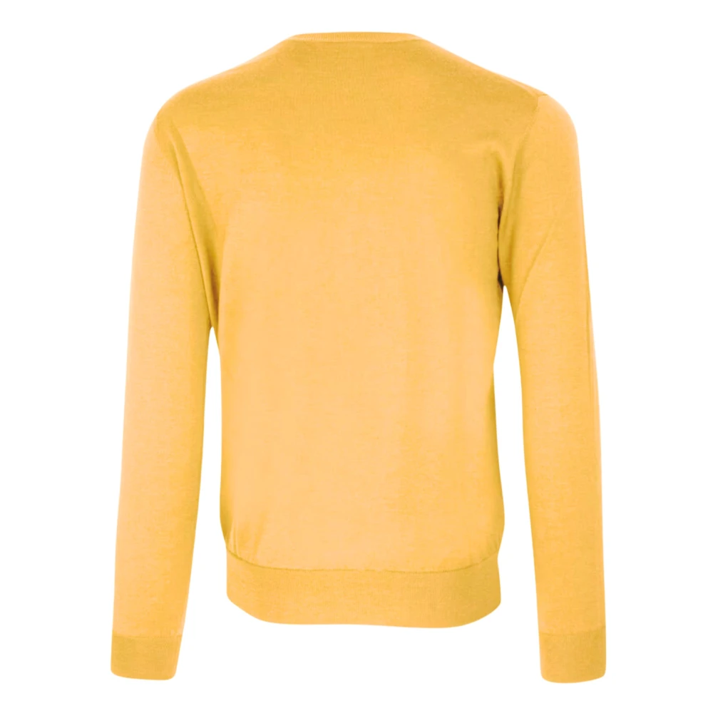 Paolo Pecora Donkergele Ronde Hals Trui Yellow Heren