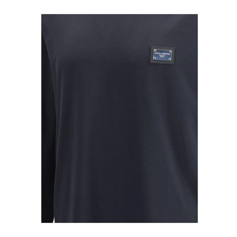 Dolce & Gabbana Katoenen Heren Longsleeve met Metalen Hardware Blue Heren