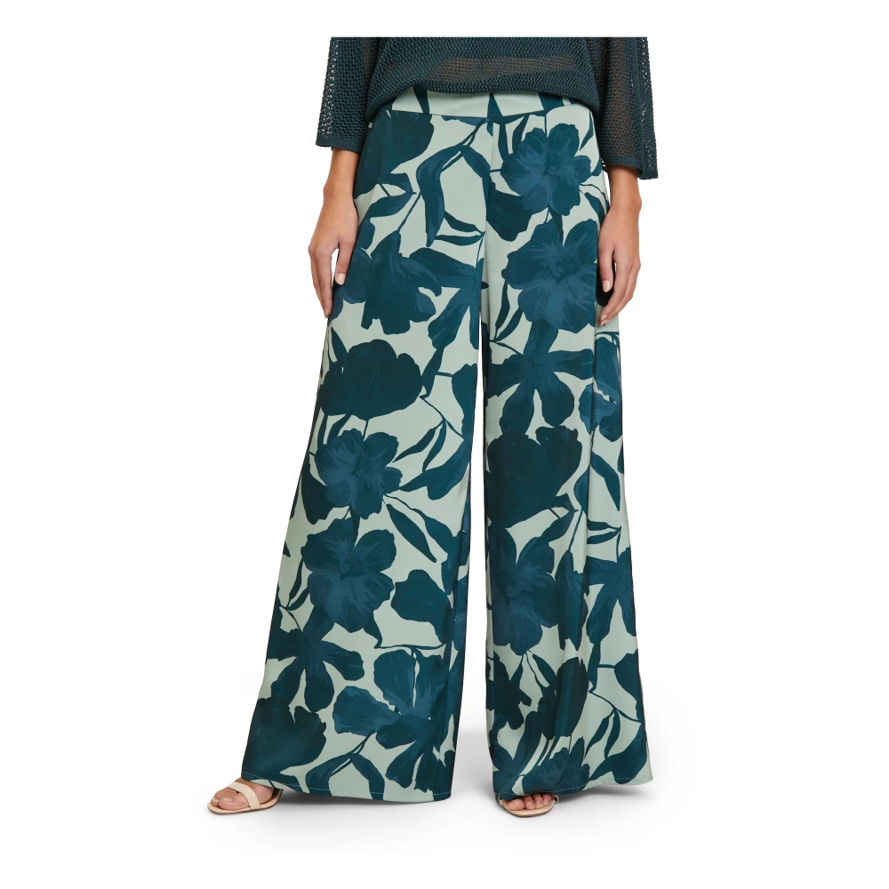Vera Mont Satin High Waist Broek met Zakken Green Dames