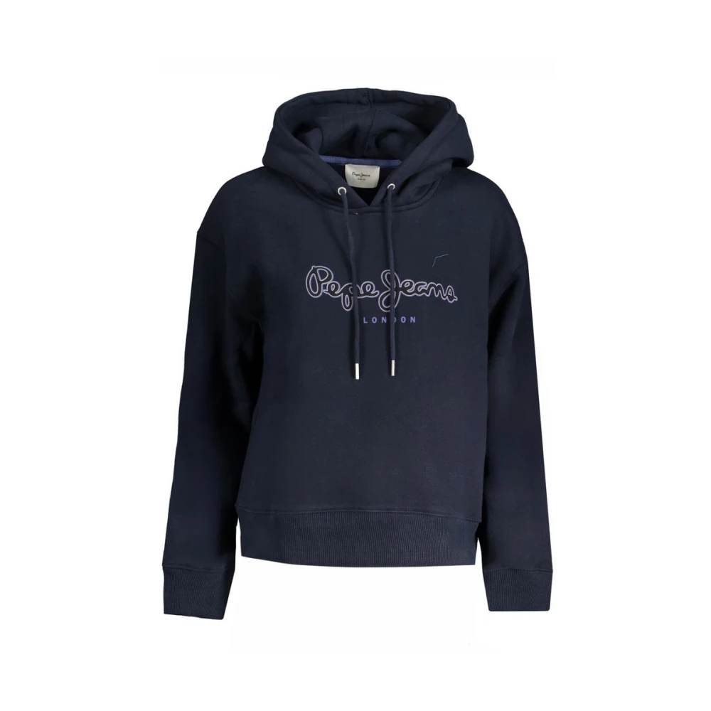 Pepe Jeans Blauwe Katoenen Hoodie Sweatshirt Logo Print Blue Dames