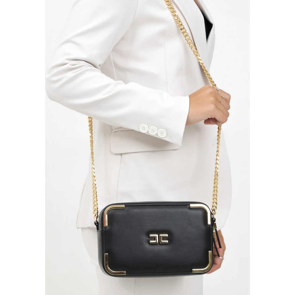Elisabetta Franchi Zwarte schoudertas met kettingriem Black Dames