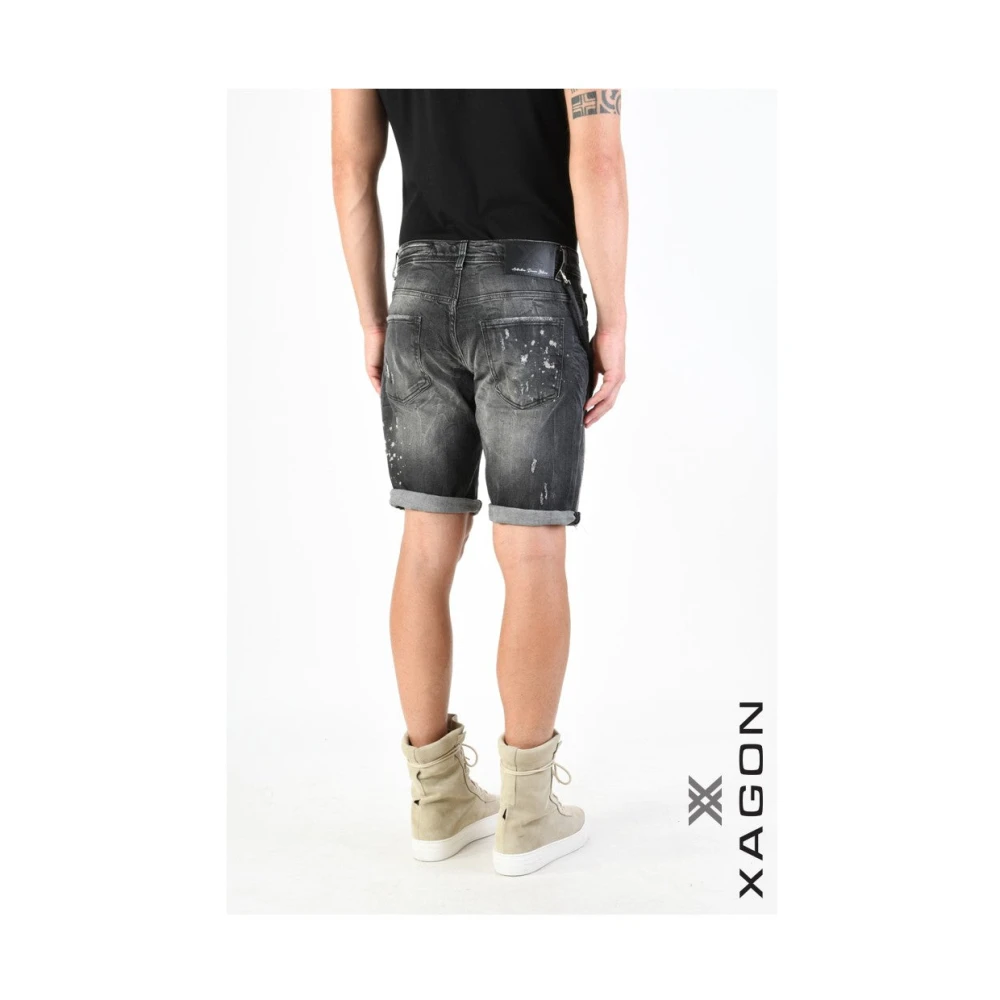 Xagon Man Vintage Denim Shorts Black Heren
