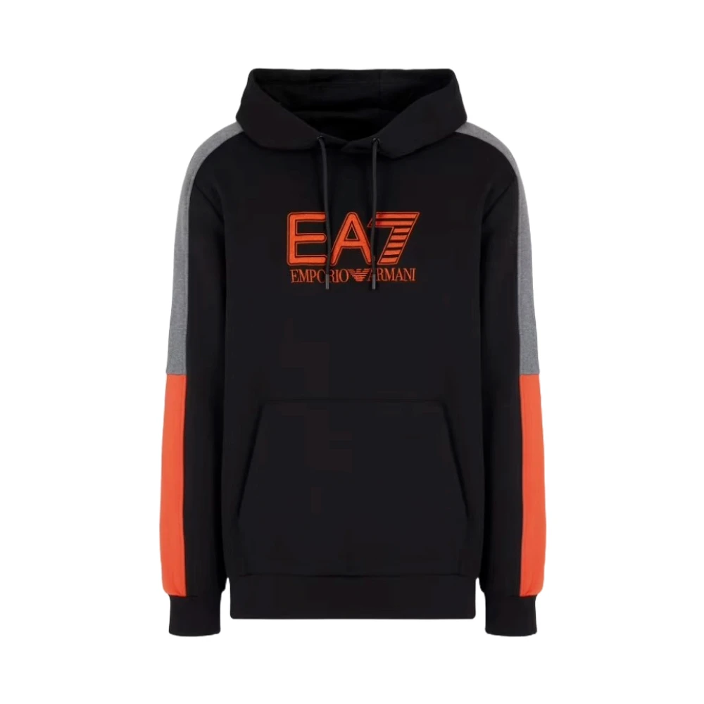 Emporio Armani Ea7 Men's Black Jumper With Hood And Logo - Hoodies - 2XL - Sweatshirts & Hoodies