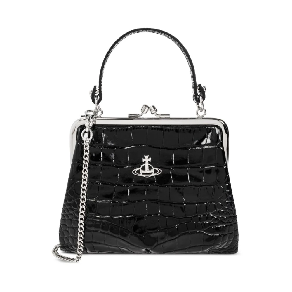 Vivienne Westwood Zwarte Krokodileffect Schoudertas Black Dames
