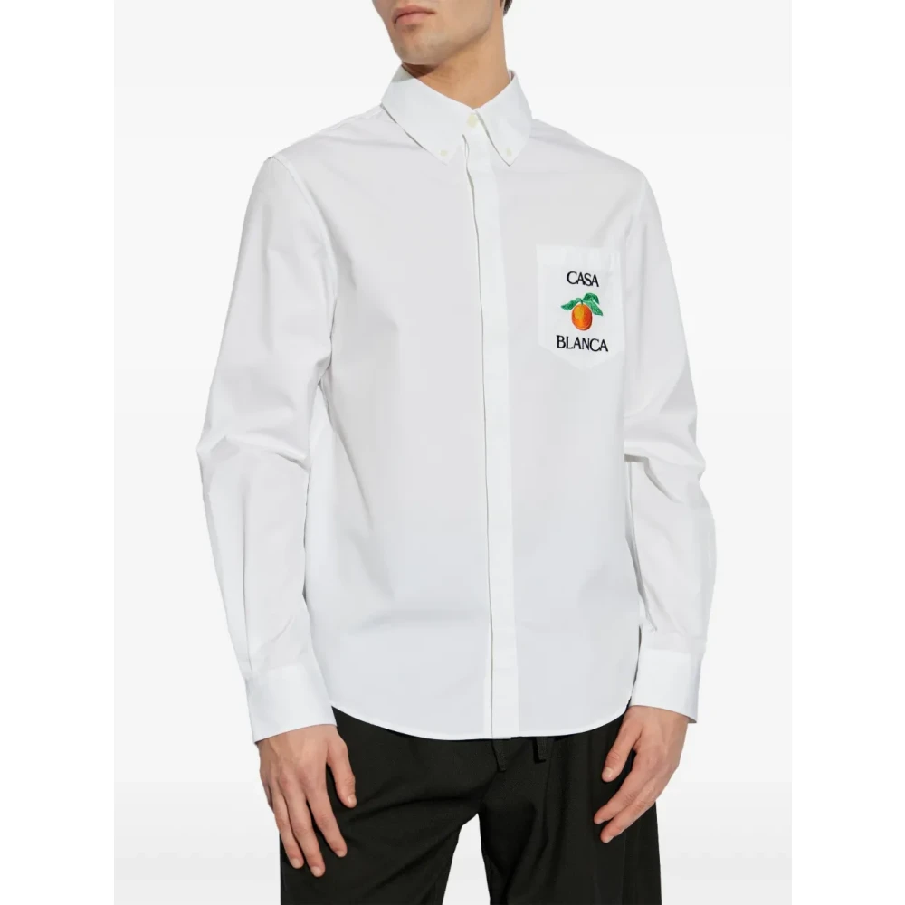 Casablanca Witte Oxford Shirt met Oranje Logo White Heren
