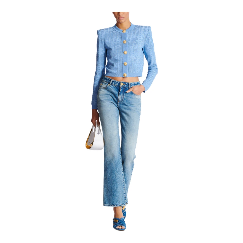 Balmain PB Labyrinth gebreide vest Blue Dames