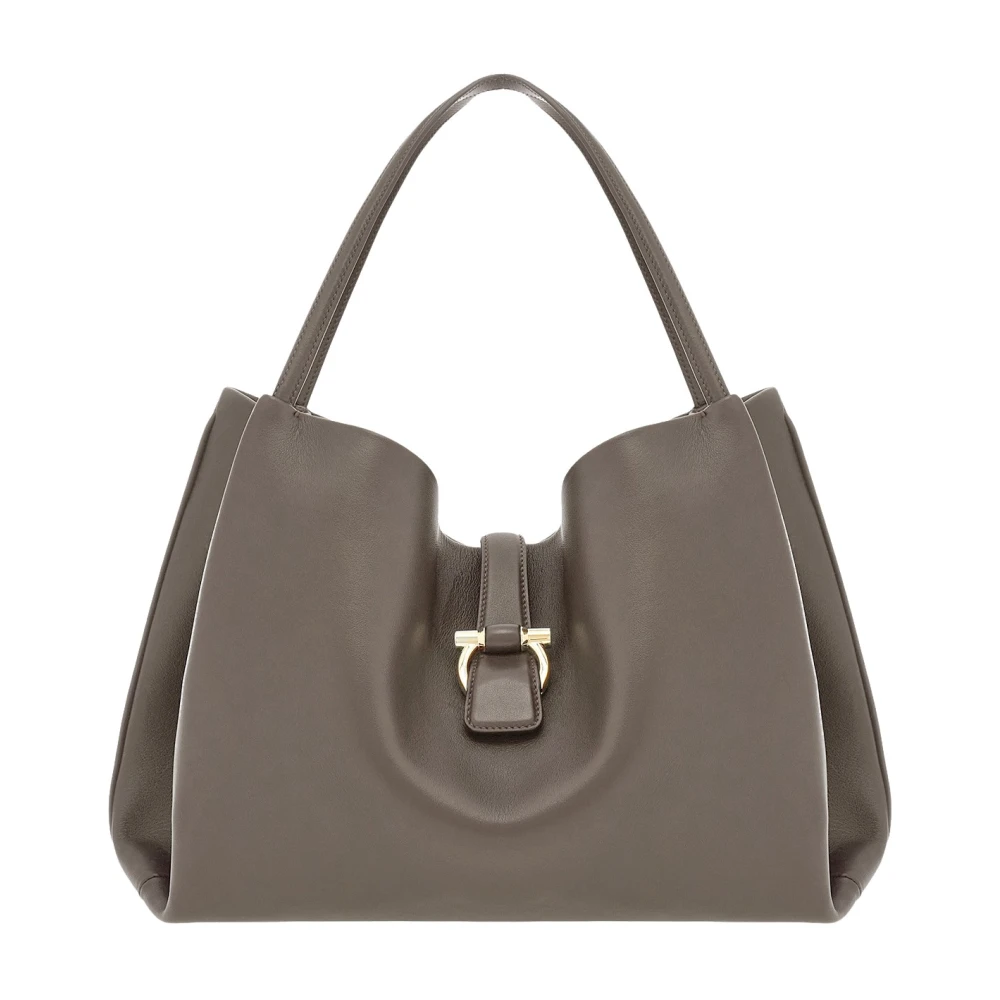 Ferragamo Women's Green Khaki Leather Shoulder Bag Hook Closure - Shoulder Bags - One Size - Bags