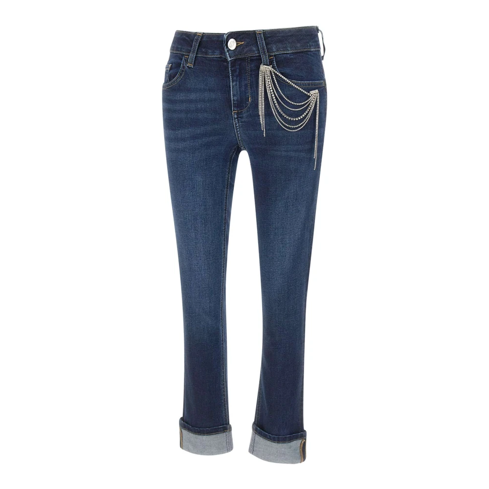 Liu Jo Women's Blue Cropped Jeans, W25, Bottom Up Monroe