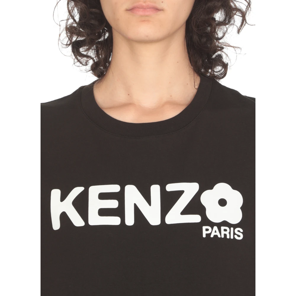 Kenzo Zwart Bloemenprint T-shirt Black Dames