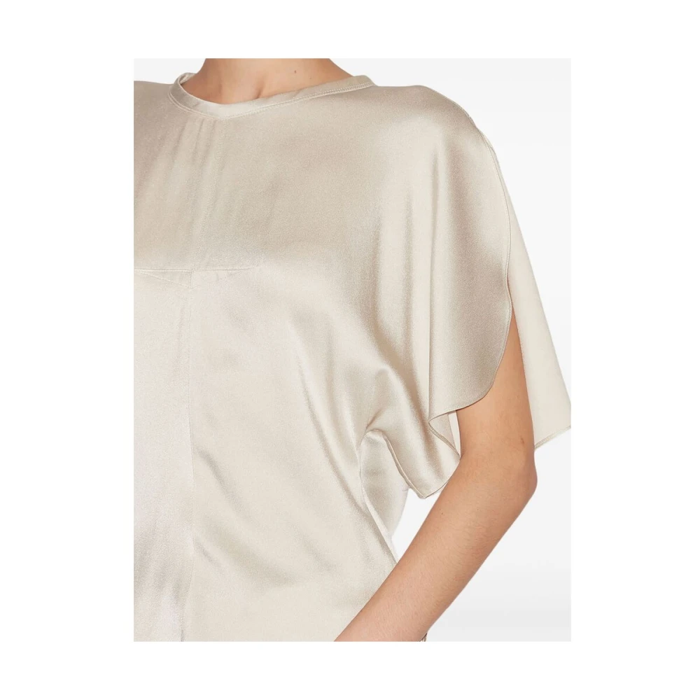 Isabel marant Elegant Satin Finish Scalloped Hem Dress Beige Dames