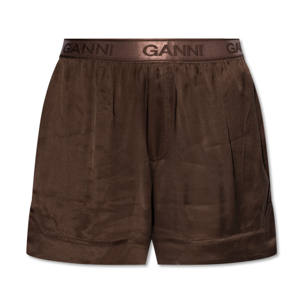 Ganni Shorts met een achterzak Brown Dames